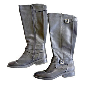 Baretraps Black Yalina Knee High Faux Leather Zipper Closure Riding Boots 10